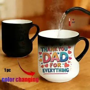 Magic Color Changing Mug, Coffee, Funny Accent Mug, Heart Design, 11 Oz/330 Ml, Thermosensitive Ceramic, Gift for Mom, Friends, Lovers, Father, Mother's Day Present, Funny Dad Mug