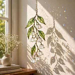 Lily of the Valley Acrylic Suncatcher, May Birth Flower Acrylic Hanging Decor, Mother’s Day Gift