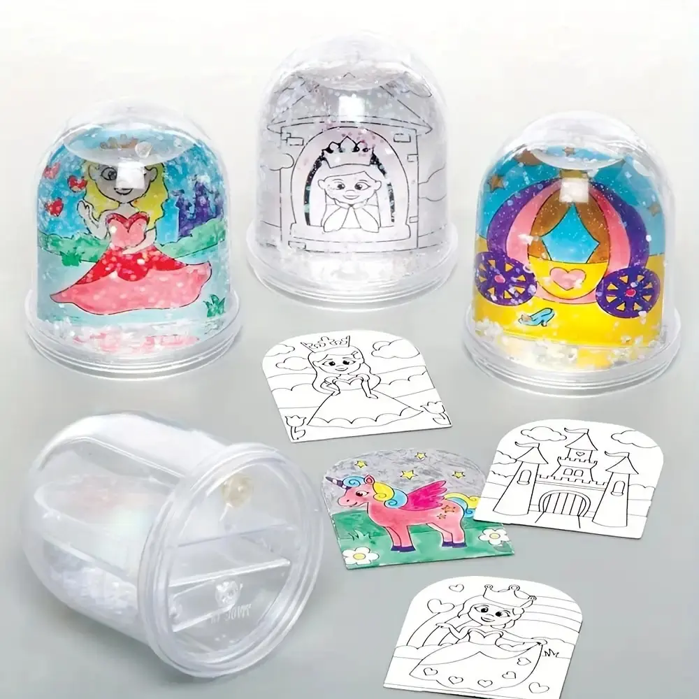 DIY Plastic Snow Globe Picture Frame Set with Clear Dome and Heart-Shaped Cutouts - Craft Activity Kit with Stable Base for Christmas, Photo Displays, Photo Decorations - Plastic Frame for Small Trinkets Party Decoration Frame