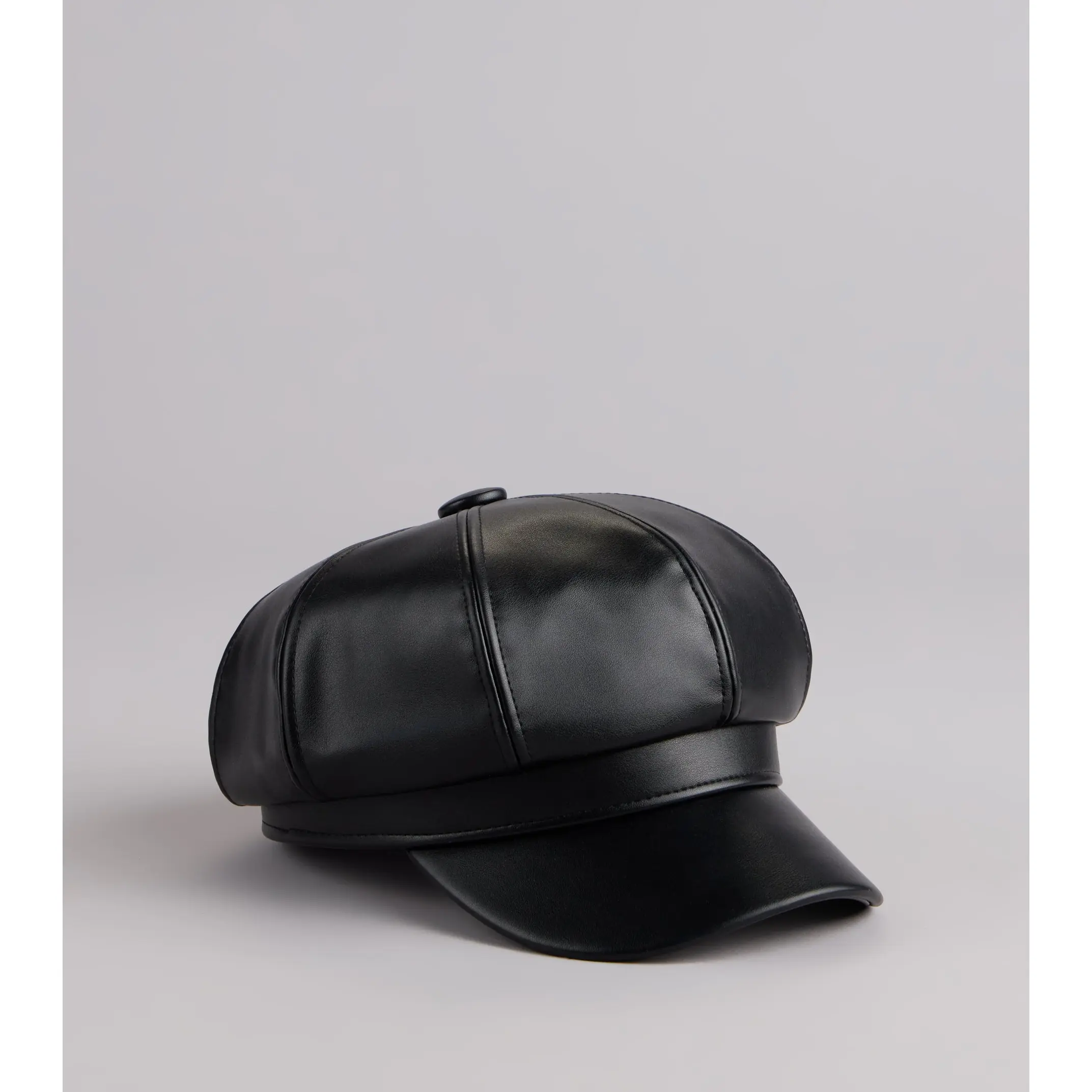 Off Duty Faux Leather Cabby Hat