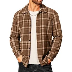 Men's Flannel Shirts Casual Button Down Plaid Shirt Jacket Long Sleeve Fleece Shacket