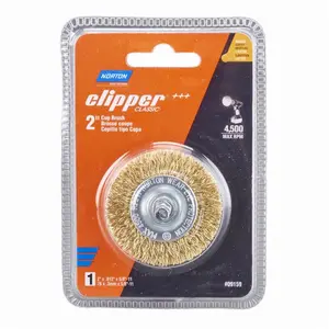 212 MAIN Norton 2027353 2 in. Crimped Wire Brass Cup Brush - Wheel, 4500 rpm, Brass Wires, Metal Surface Scale Removal, Brushing Projects
