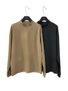 Men's Basic T-Shirt 2-Pack Breathable Comfortable Fabric Warm Stylish Crewneck Long Sleeve Plain Tee for Everyday Wear Streetwear Outfit Menswear Top Beige & Black Fall Outfits Winter Tshirt Casual hell star shirts men