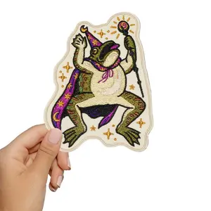 Wizard Toad Embroidered Patch, 1 Piece Iron on Sew on Patches for Clothes, Cap, Bag, Jacket, DIY Gift Funny Magic Badge with Hot Adhesive Embroidery Design