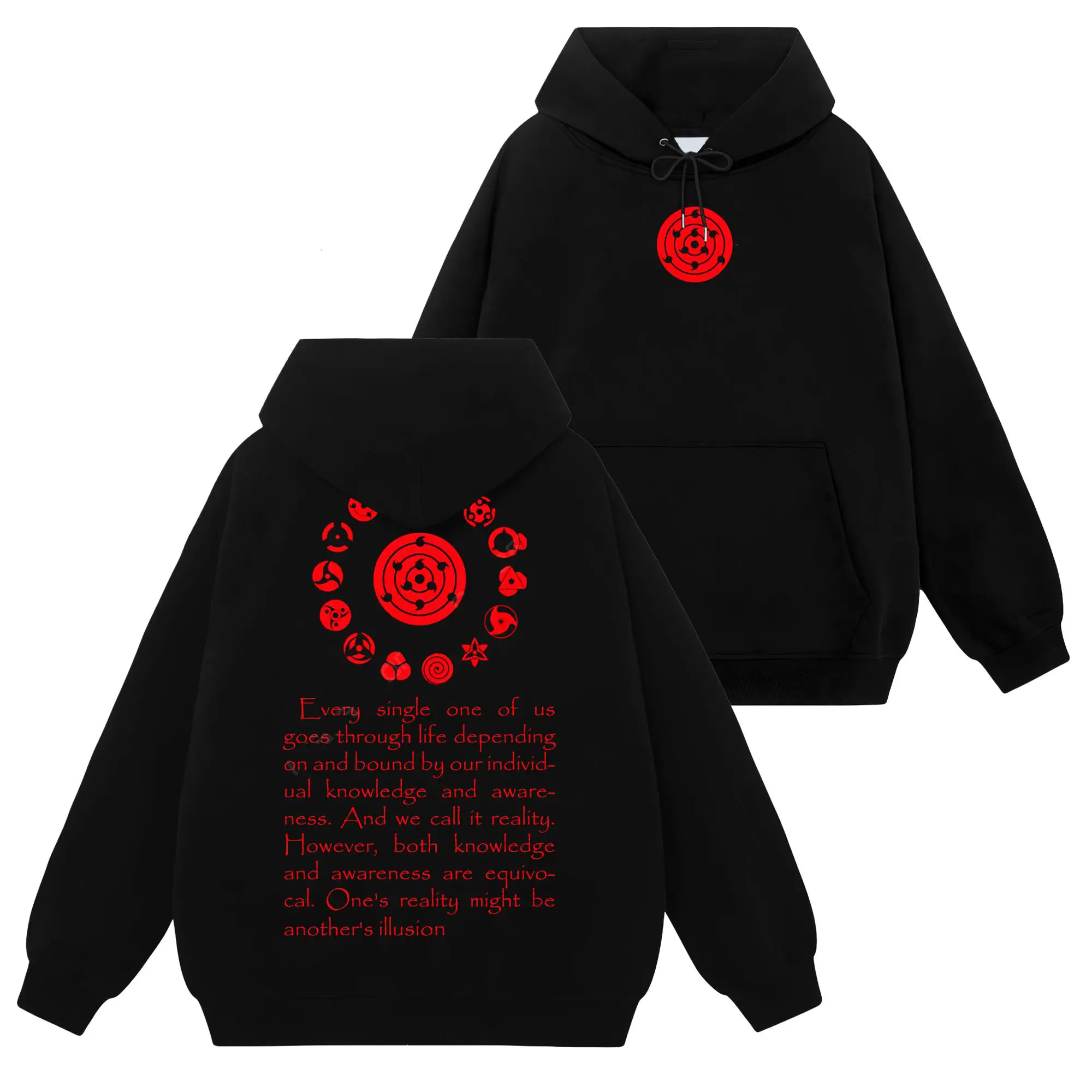 [Uchiha Fashion] Limited Uchiha Sharingan Logo - Naruto Shippuden #25 Hoodie T-Shirt Sweatshirt, Retro Vintage Unisex Graphic 90s Cotton, Gift For Wibu, Anime Manga Y2K Streetwear
