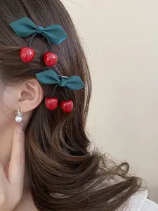Cherry leaf resin hair clip duckbill clip, sweet and cute, fashionable and durable hair accessory, casual and easy to match, very suitable for daily use, women's fashion jewelry