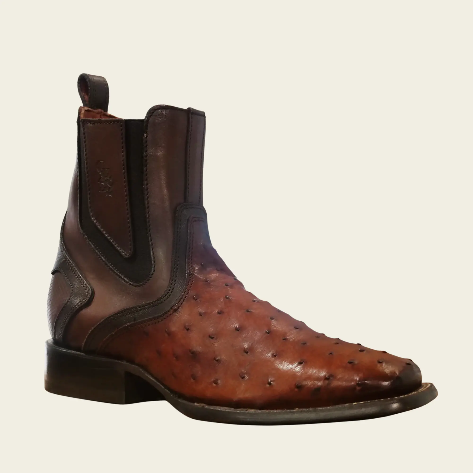 CUADRA Men's Luxury Genuine Leather Ankle Western Boot, Shoe, Footwear, Formal Wear, Laser Engraving, Ankle Boot