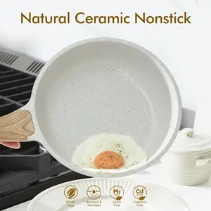 SENSARTE Nonstick Ceramic Frying Pan Skillet, 8-Inch Omelet Pan, Healthy Non Toxic Chef Pan, Induction Compatible Egg Pan with Heat Resistant Handle, PFAS-Free, White