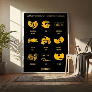Influential Hip Hop Group Wu Tang Clan Poster HD Heavy-Duty Self-Adhesive Waterproof Wall Decor – Tool-Free Install, Durable & Reusable Conceals Wall Flaws | Elevates Home Style | Ideal for Living Rooms, Bathrooms & Kitchens