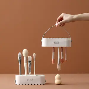 4-in-1 Multifunctional Makeup Brush Organizer - Hanging & Stand Storage + Cleaning Tool (Cute Scallop Design) Makeup Brush Washer Makeup Brush Holder