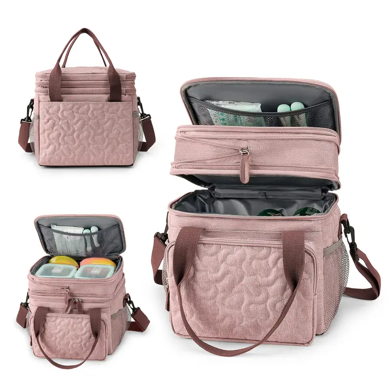 23L Expandable Thermal Insulated Cooler Bag - Lightweight Portable Tote with Handle, 2-Deck Leakproof Multi-Compartment, Shoulder Strap, 2 Zipper Pockets, 1 Velcro Pocket, Insulated Cooler Sleeve, Lunch Box Compatible