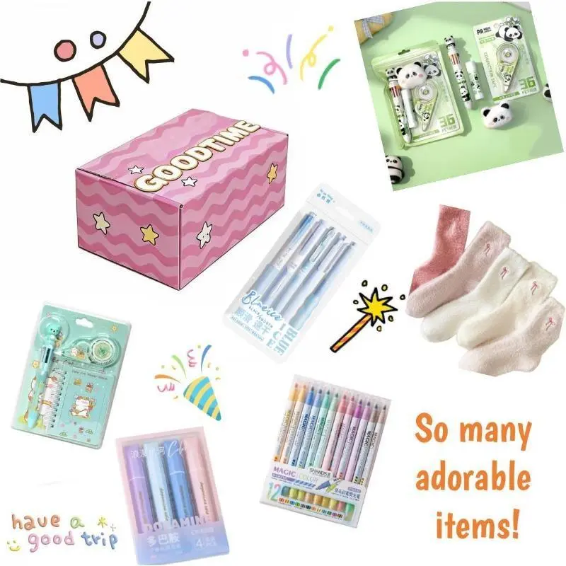 marker blind box pack with random vivid dual-tip markers. Ink dries fast, no smudge or bleed. Great for journaling, drawing & note taking. Cute portable package, ideal gift for students and art fans. Each box holds unexpected colors, bringing fun mystery.