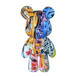 Graffiti bear decoration animal sculpture home decoration statue suitable for office, living room, bedroom, bookshelf, TV cabinet, desktop