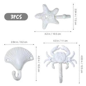Wall Hangers Hooks Sea Decor Wall Mounted Clothes Hanger Outdoor Towel Rack for Pool Towel Shell Decorate Coat, Utility Hooks Decoration Organiser Hanging