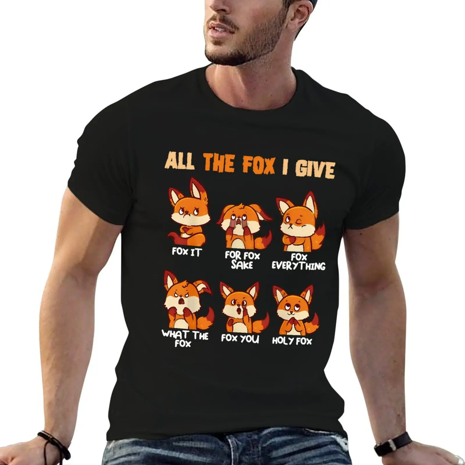 [Funny Red Fox T-Shirt] Grey Women's Casual Short Sleeve T-Shirt | Funny Red Fox Graphic & "All The Fox I Give" Slogan, Nontransparent Material, Round Neck Top for Spring Summer Outfits
