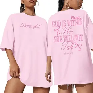 Christian Shirts for Women God is Within Her T Shirt Jesus Religious Gift Tee Bible Verse Inspirational Tops, Womenswear Cotton Tee