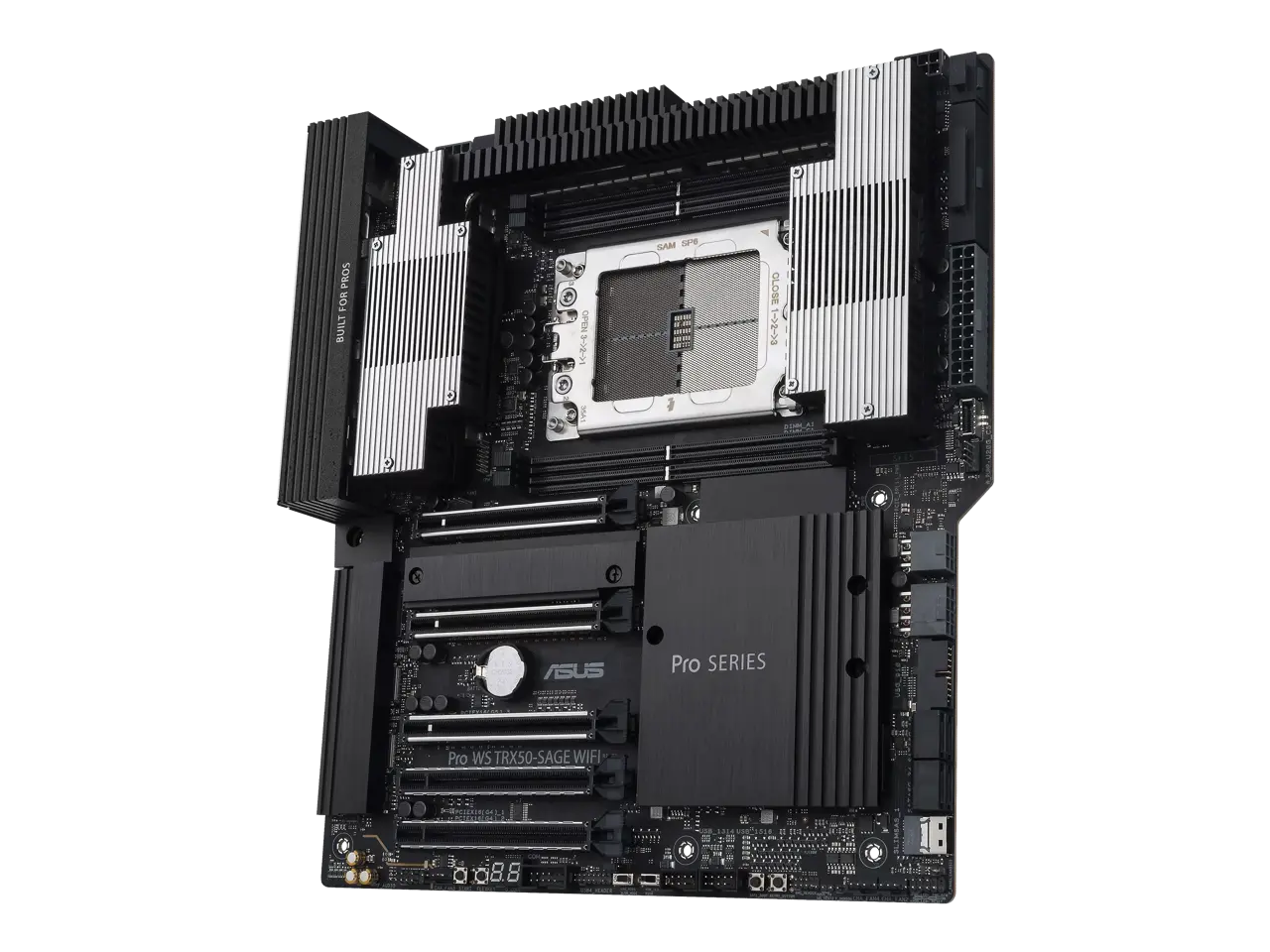 Asus AMD TR5 CEB workstation motherboard - CPU and memory overclocking ready - robust 36 power-stage design - PCIe 5.0 x 16, PCIe 5.0 M.2, 10 Gb and 2.5 Gb LAN - PRO WS TRX50-SAGE WIFI-SI WIFI6E