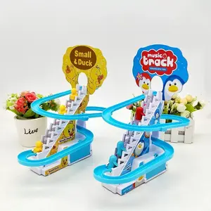 Electric Duck Stair Climbing Track Toy, DIY Race Track Roller Coaster Set, Light Music Educational Toy, Kids Gift
