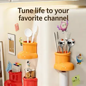 Cute Boot Magnetic Fridge Organizer, Punch‑Free Wall Storage Box