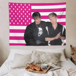 Ristta Sam Colby Durable Decorative Tapestry, Polyester Fabric 40x30in/102cm(width)x76cm(height), Modern Stripe Design Peach Home Bedroom Decor, Wall Scroll for Adults Dormitory