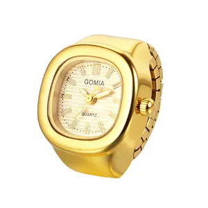 Women's Square Finger Watch - Analog Quartz Stretchy Elastic Band Ring Watches Novelty Stylish Clock Rings for Casual Business Office