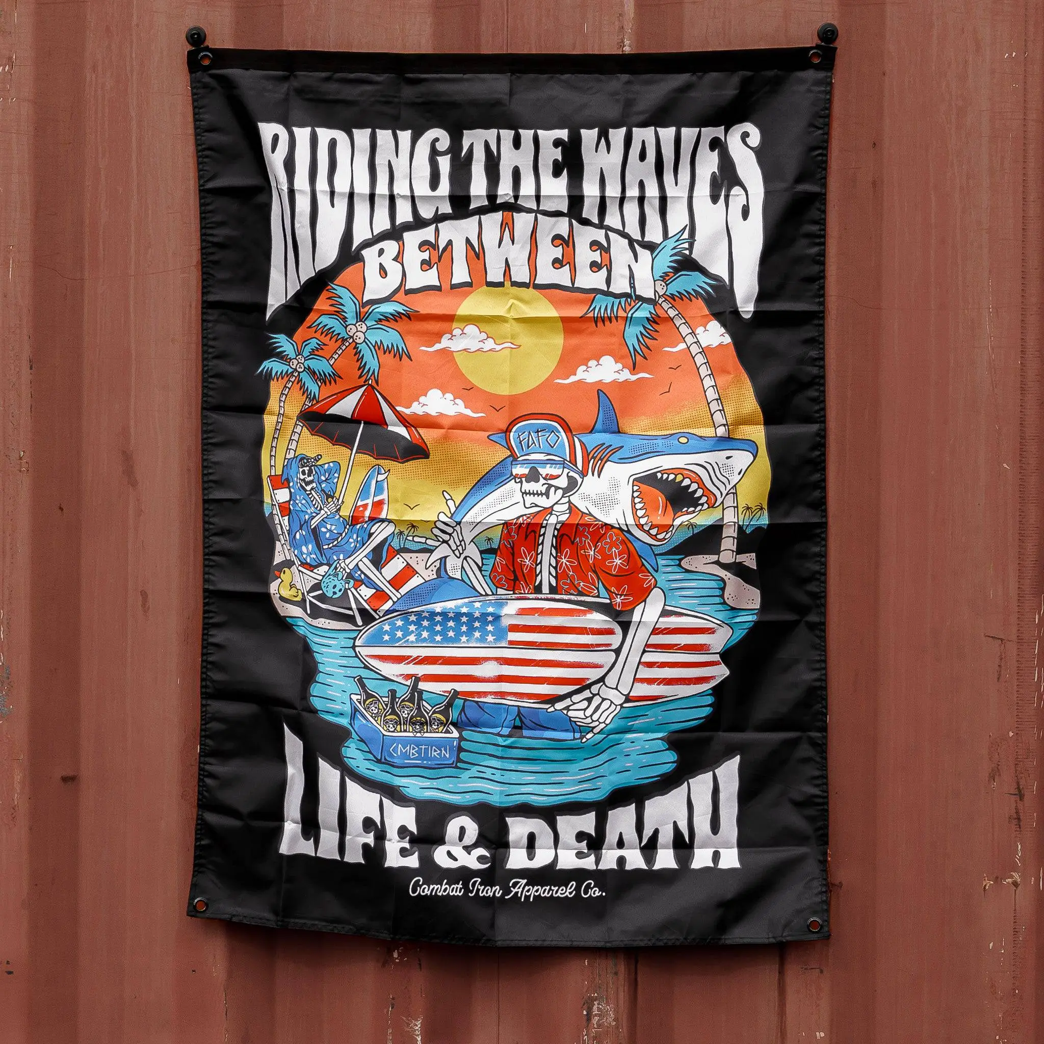 3'x5' Bold Life & Death Graphic Print Fabric Banner - Rugged Home Decor Supplies Flag for Room, Tough Mount, Grommet Corners, Gym Wall Morale, Durable, Easy-to-Clean, Hand Wash Event Wall Backdrop