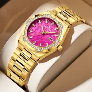 Valentine's Day Gift: Women's Luxury Watch with Diamond Bezel, Sapphire Crystal & Steel Bracelet