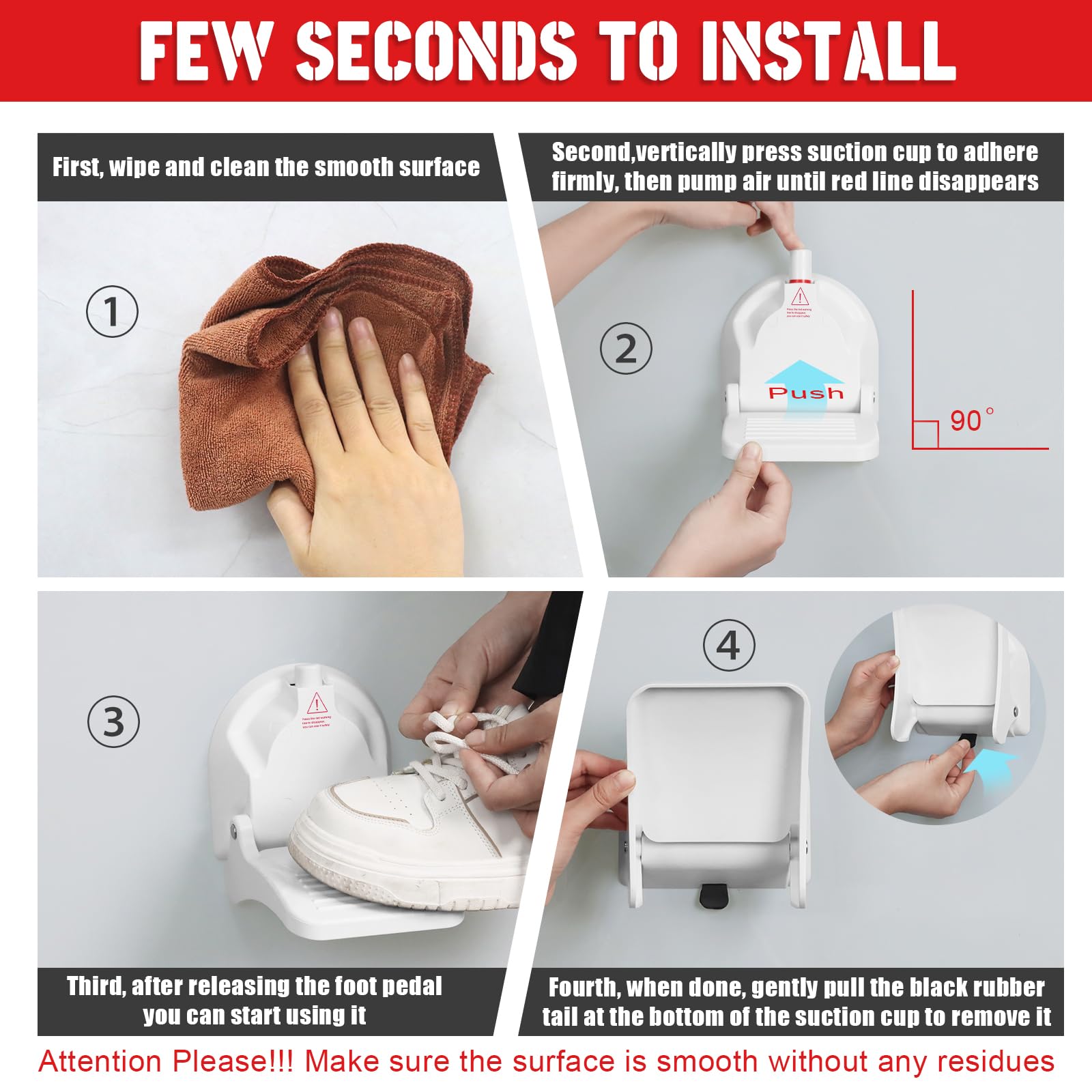 Suction Cup Shower Foot Rest for Shaving Legs, Foldable Shower Step Foot Rest Tool Stand to Shave Legs, Anti-Slip Shower Ledge Leg Shaving Shelf