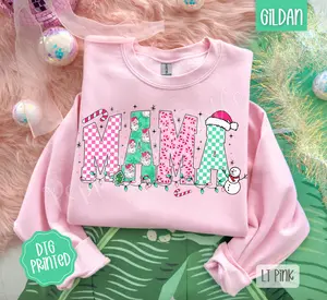 Checkered Christmas Mama Sweatshirt, Christmas Sweater, Women's Holiday Crewneck