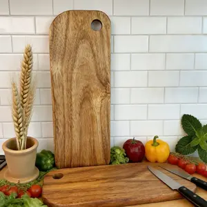 1 piece Durable Acacia Wood Serving Tray with Hole | Easy to Clean | Essential Wooden Platter for US Home & Restaurant Use