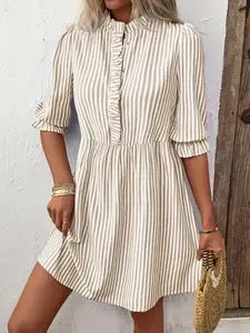 Striped Half Sleeve Dress