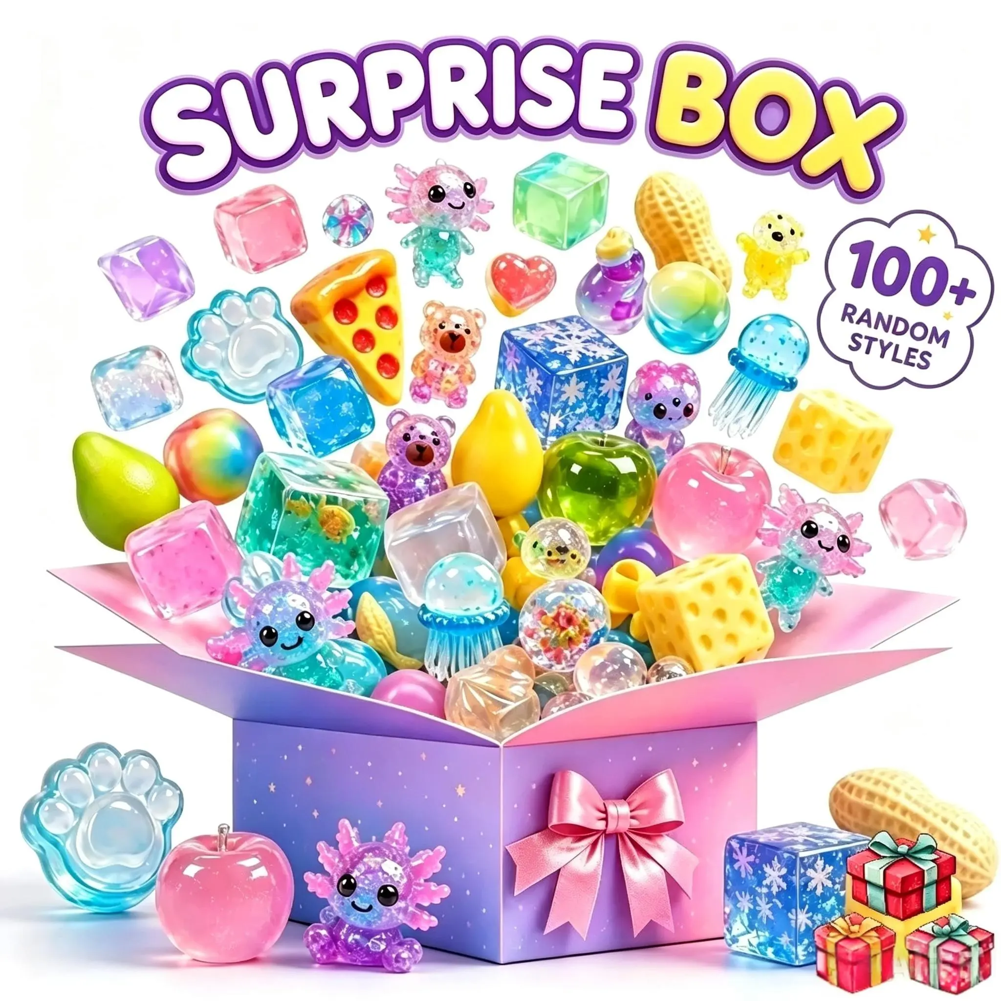 2026 ##100+ Random Styles Squishy Surprise Blind Box, Kawaii Stress Relief Squeeze Fidget Toys, Assorted Novelty Sensory Desk Gift