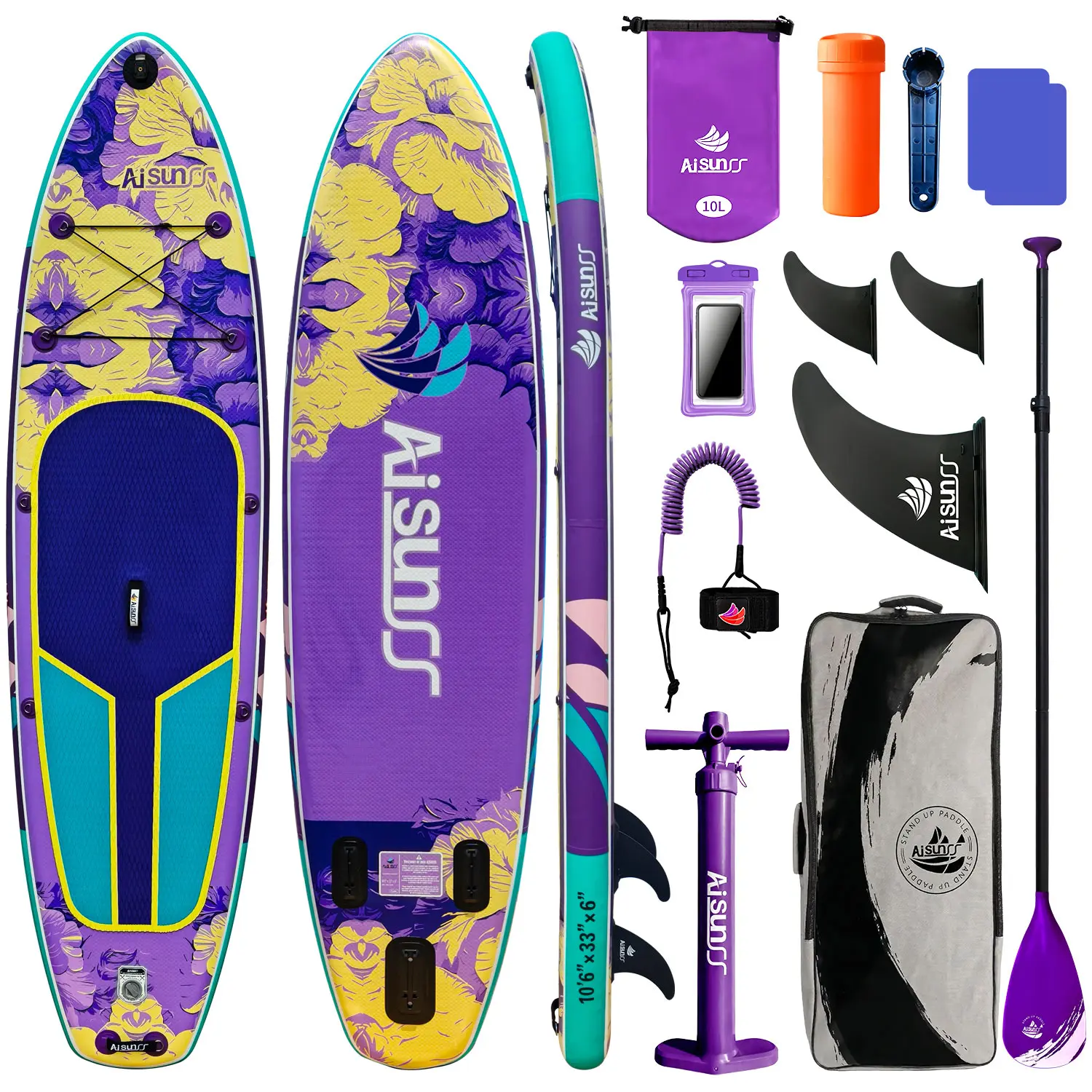 Inflatable Paddle Board for Adult, Paddle Board for All Skill Levels, Wide SUP Board with Primium Accessories Include SUP Carry Bag, Hand Pump, 10L Waterproof Bag