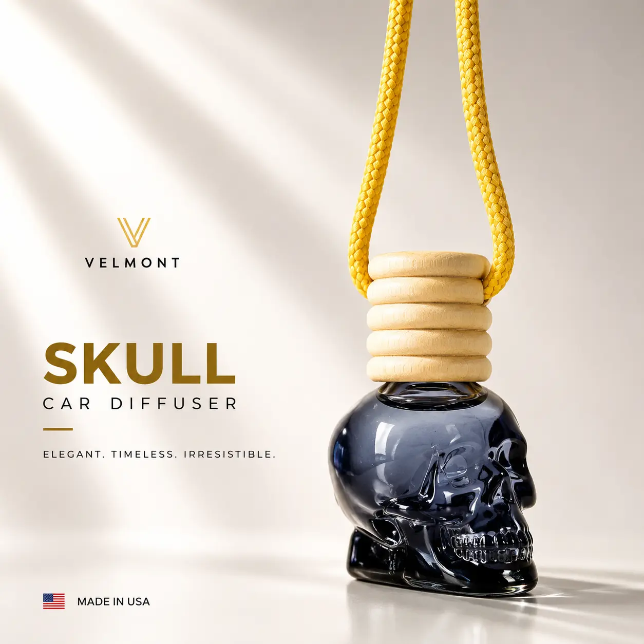 VELMONT Skull Car Air Freshener – Premium Essential Oil-Infused Hanging Car Diffuser, Long-Lasting Luxury Fragrance & Odor Eliminator for Car Interior Accessories