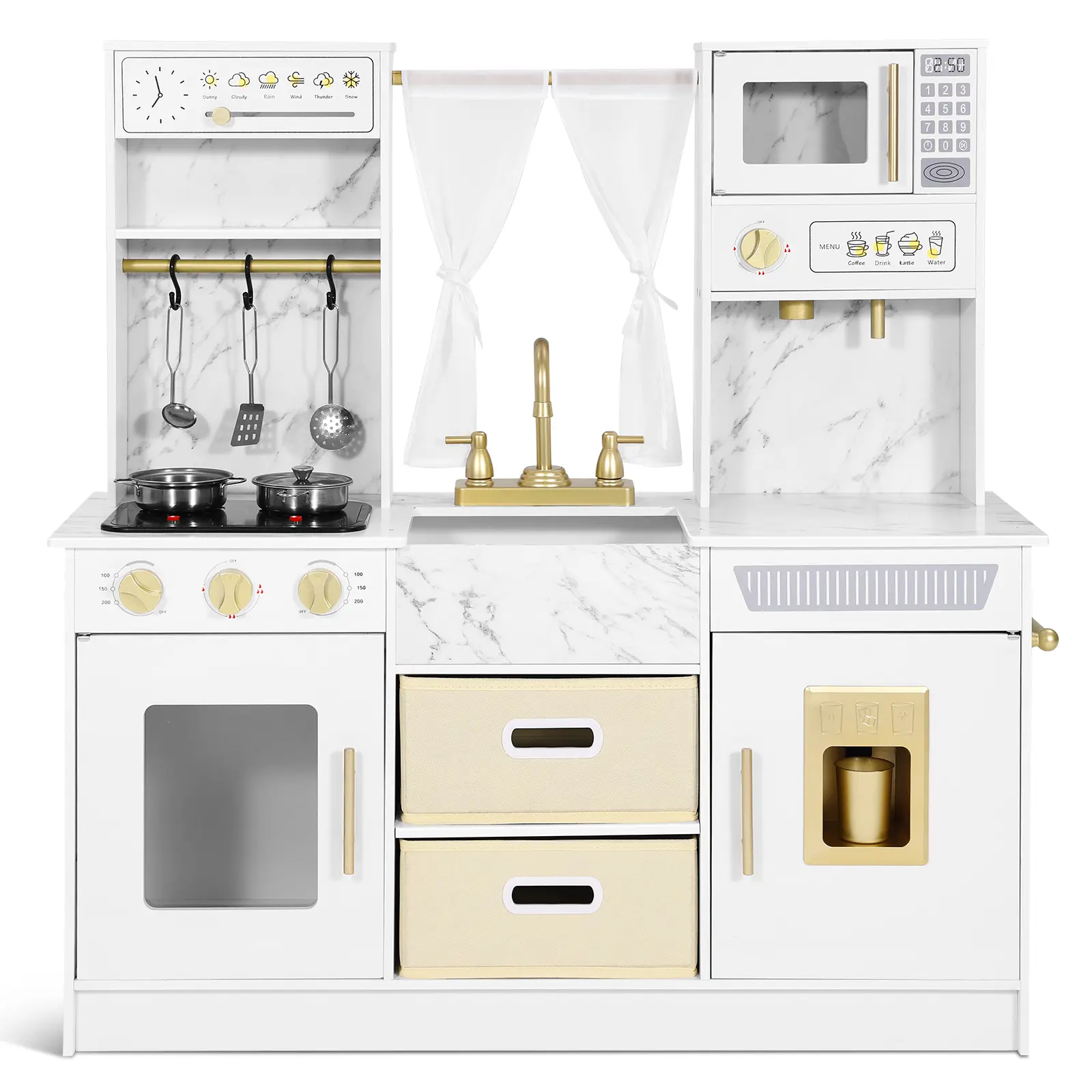 Wooden Kids Play Kitchen Set Trendy Home Style for Toddlers Ages 3+ Gift Idea Wooden Kids Play Kitchen Set Trendy Home Style for Toddlers Ages 3+ Gift Idea