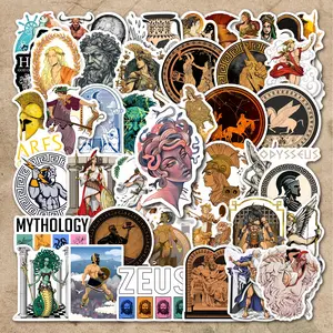 50Pcs Greek Mythology Stickers Pack, Waterproof Ancient Greek Gods & Myth Creature Vinyl Decals for Laptop, Water Bottle, Journal & Scrapbook, Stickers for Scrapbooking, Crafts, History Lover Gift, Sticker Sheets