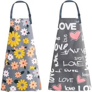 Adjustable kitchen cooking apron Flowers, waterproof cooking apron with pockets, suitable for kitchen baking, gardening, barbecues