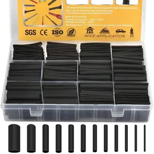900 PCS Wire Heat Shrink Tubing Kit Marine Grade Insulated Heat Shrink Wrap Tube Premium Black Waterproof Flame Retardant Electrical Cable Sleeve Assorted Size Wire Repair Connection Protective Tube for Auto Marine Boat Car Household Electronic Wiring Ins
