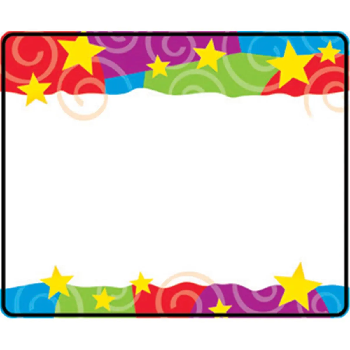 Trend Enterprises Inc. T-68070 Colorful Stars & Swirls Self-Adhesive Paper Name Tags - 2.5"x3", Easy-Writing Finish, 36 Tags for Conference Labeling (Office Stationery Supplies), Conferences