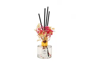 Clear Bottle Diffuser with White and Pink Flowers