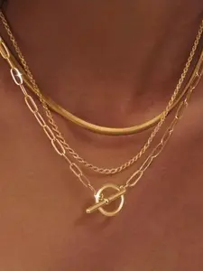 Layered Toggle Necklaces for Women, Dainty Link Chain, Paperclip Cuban Rope, Adjustable Choker, T-Bar Toggle Clasp, Chunky Necklace, Multilayer Necklace