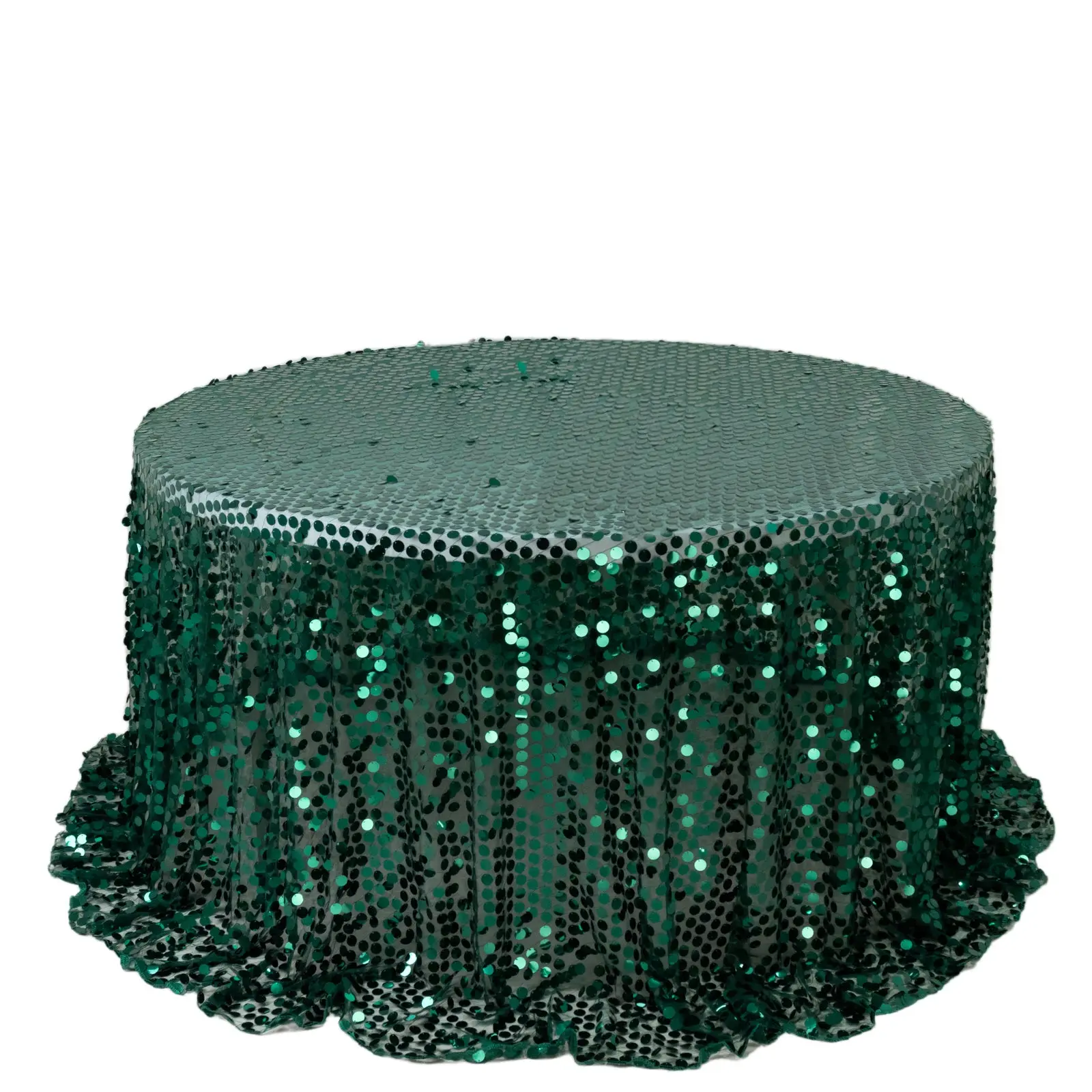 Hunter Emerald Green 132" Round Big Payette Sequin Tablecloth - Event, Decoration, Party Household Kitchen Linen