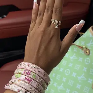 Colorful Flower Desi Bangles  - Indian Bangle with Gold Plating & Enamel Fashion Accessory for Women boho trendy Bracelet