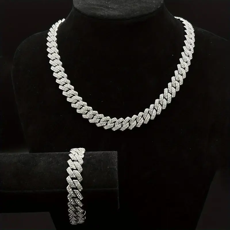 Necklaces for Men, 14mm Cuban Chain Necklace and Bracelet Set (with box), 2025 Men's Accessories Combination, Chains for Men