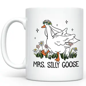 Mrs. Sillie Goose Ceramic Mug, Funny Goose Bride Coffee Mug, Bride To Be Funny Goose Lover Tea Cup, Wedding Gifts, Funny Newlywed Gifts