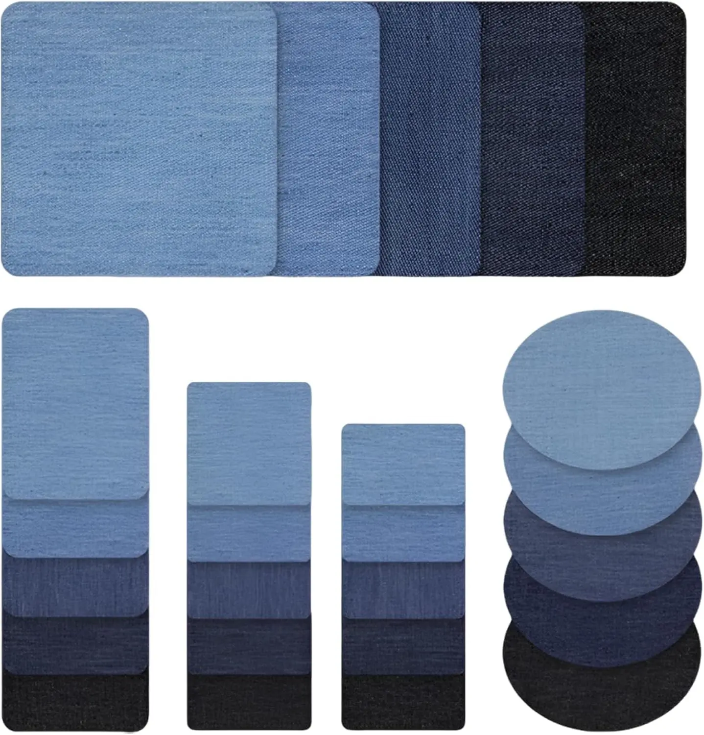 Iron on Jean Patches for Clothes,25PCS Denim Repair Patches for Jeans,Iron-on Patches for Inside Thigh, Knee & Pants Fabric Repair Kit