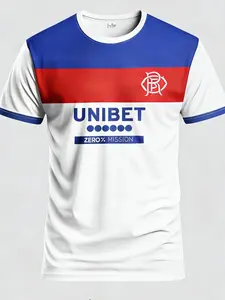 Men's Scottish & England League Football Jersey, Round Neck Comfortable Sport Top, Short Sleeve, Loose Fit, All Seasons, Casual & Fitness Wear