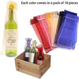 18-Pack Multicolor Decorative Wine Bottle Bags, Stylish Packaging for Bottles, Perfect for Gifts & Events, Durable & Aesthetic Design