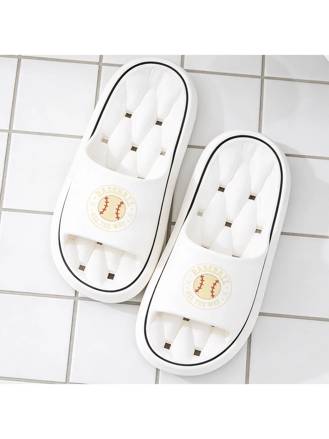 Baseball Themed Casual Slippers Unisex, Non-slip Soft Sole Slides For Indoor Home Wear, Lightweight Sandals For Outdoor Beach Vacation, Trendy Printed Comfortable Slippers Exclusive For Baseball Fans