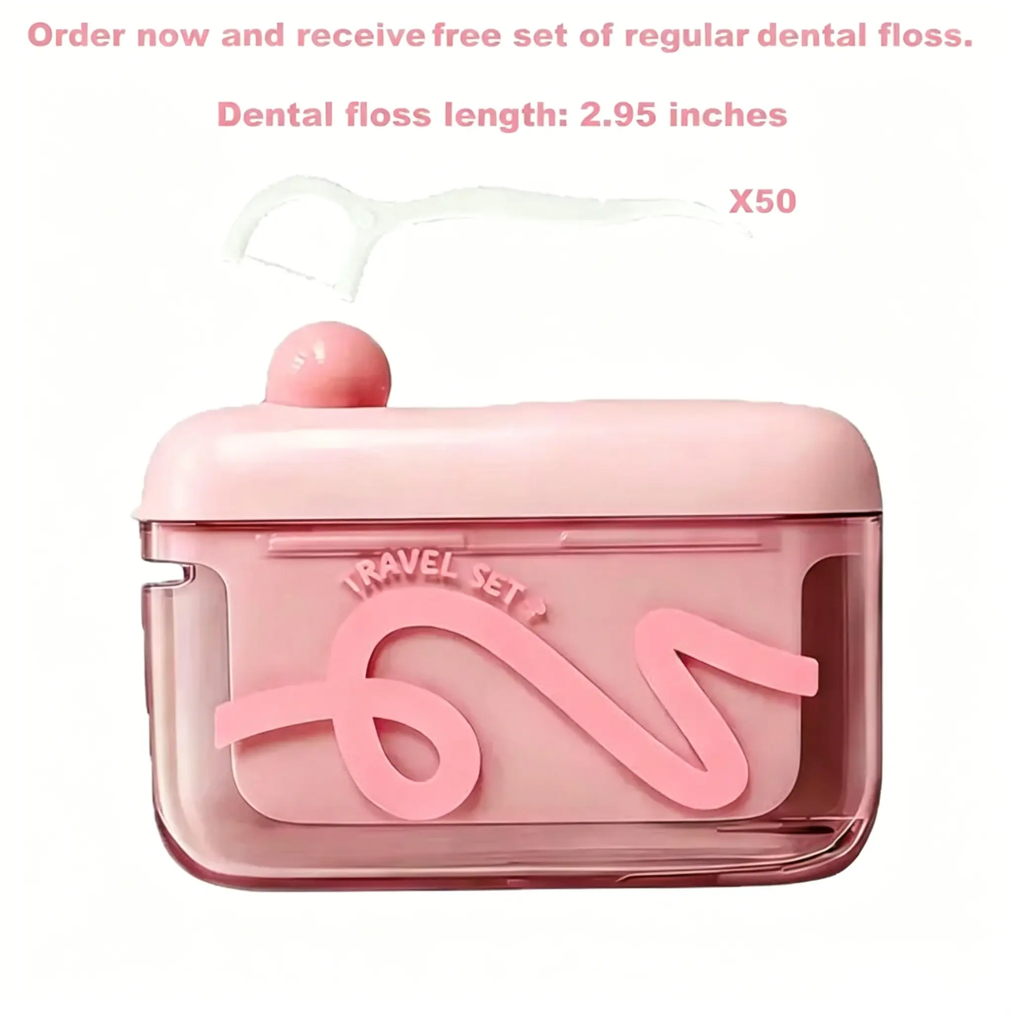 Dental Flosspicks Set - 50 Flosspicks with Automatic Floss Box, Portable Travel Home Storage Container for Home Supplies Organization